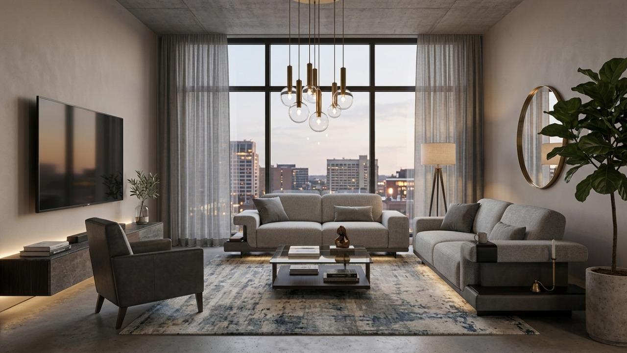 Wohnzimmer Set mit 3+3 Sitzern im modernen und eleganten Stil