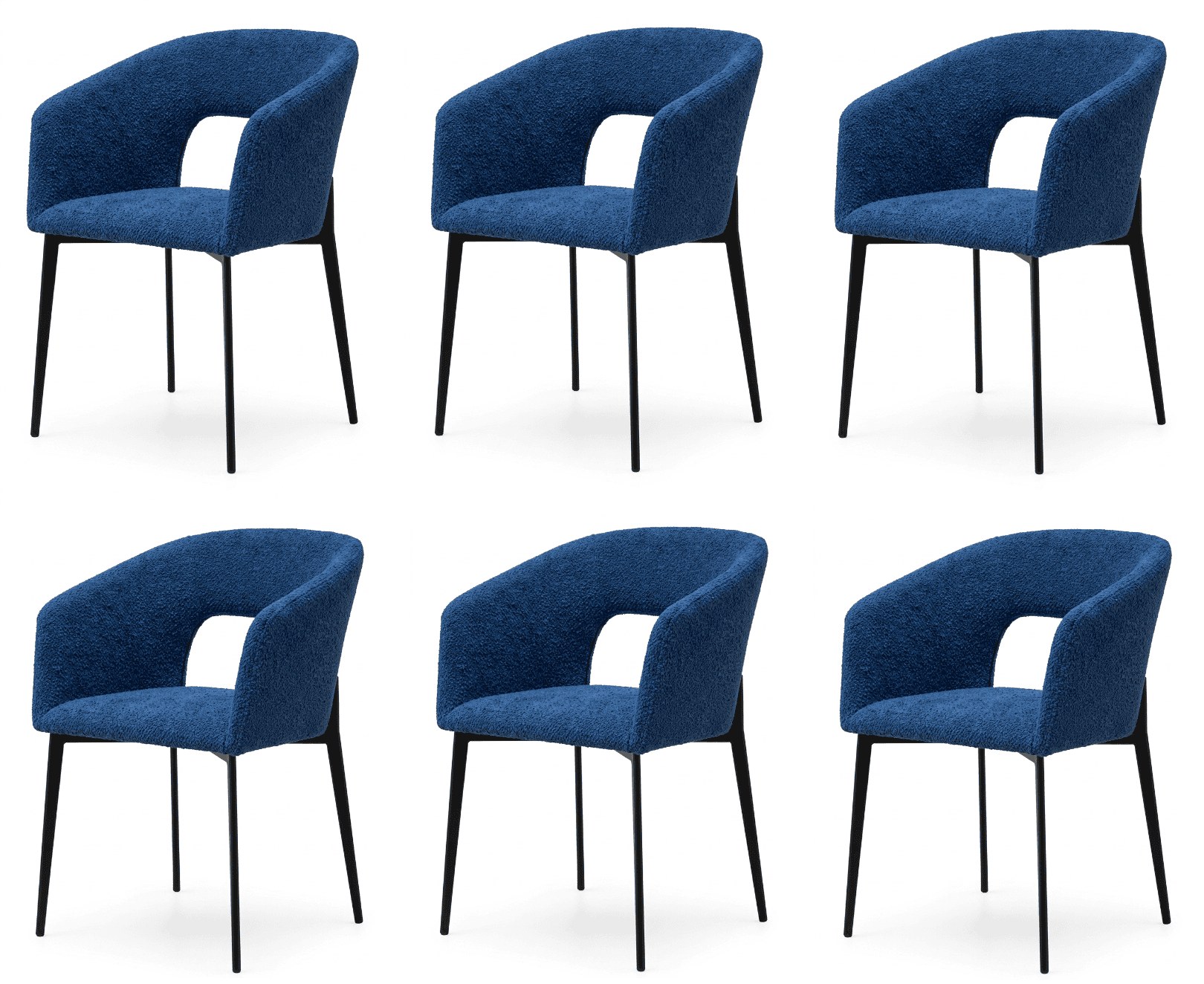 Modischer Esszimmerstühle 6x Set Königsblau Blau Textil Öffnung Nobler
