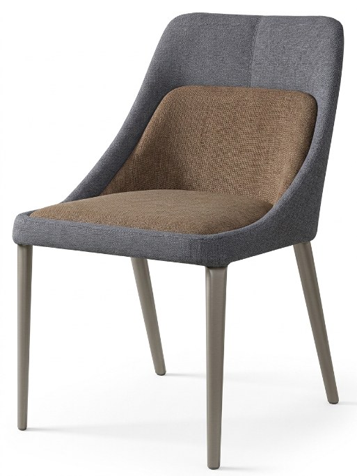 Design Stilvoller Esszimmerstuhl Braun Grau Zweifarbig Stoff Exklusiv