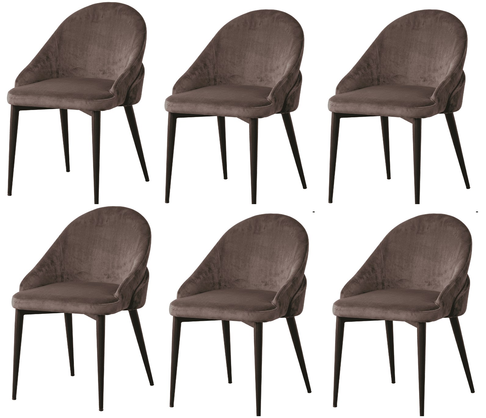 Opulenter Esszimmerstühle 6x Set Textil Braun Exquisiter Runder Rücken