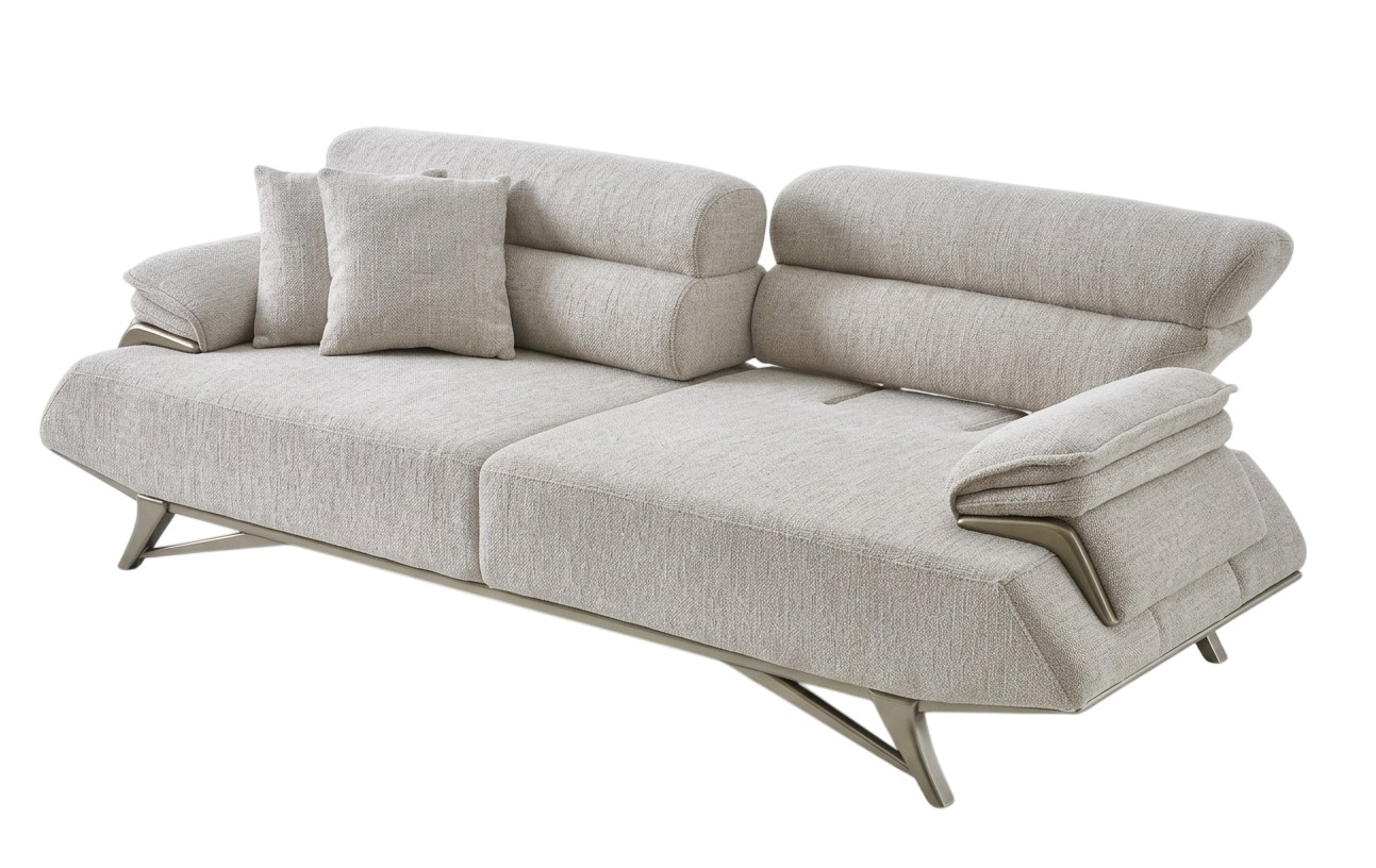 Sofa 3-Sitzer Moderner Stil Hellgrau Luxuriöse Polstergarn