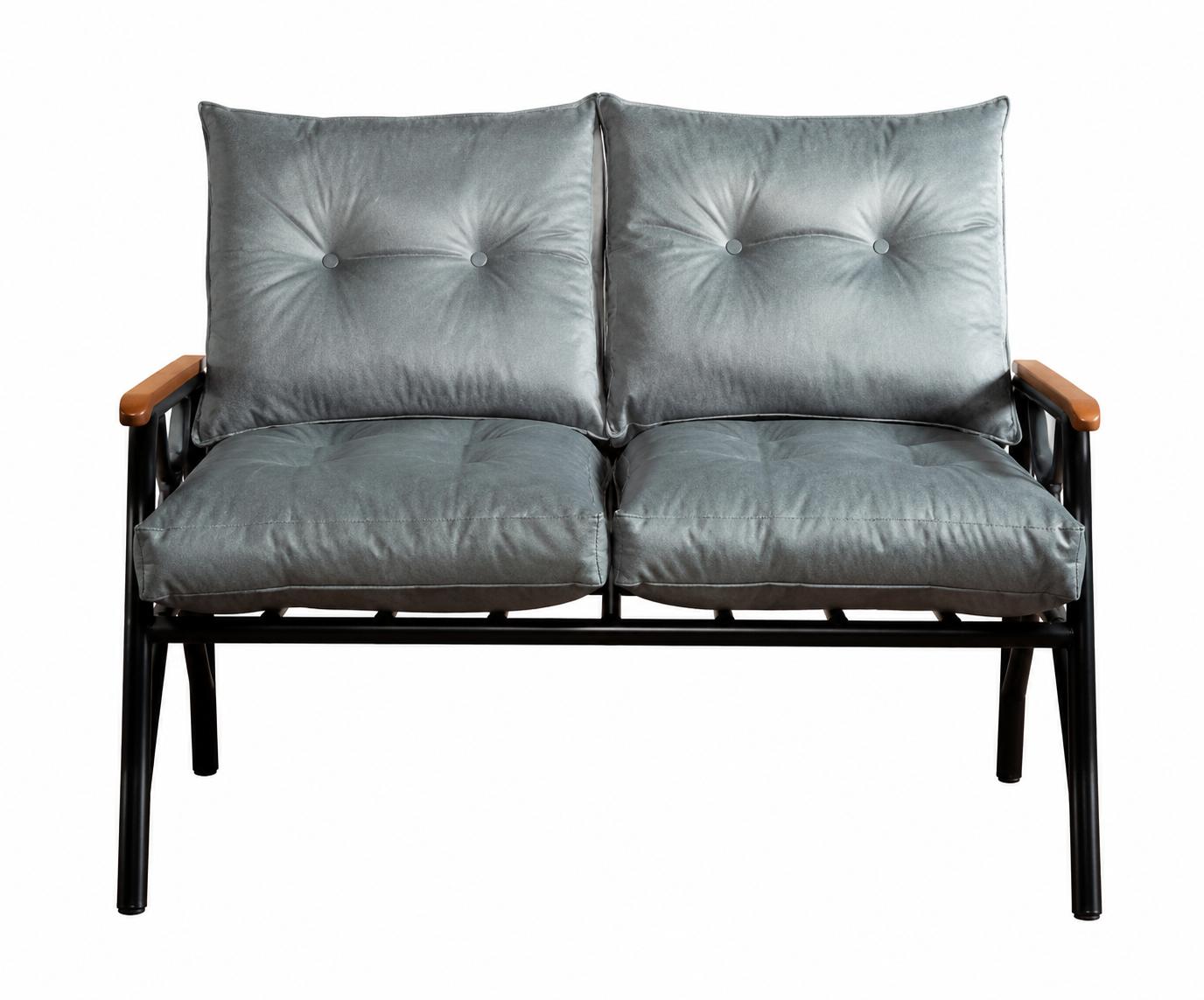 Grün-grau 2-Sitzer-Sofa – Sitzbank 2 Module Sofa mit Kissen moderner Stil