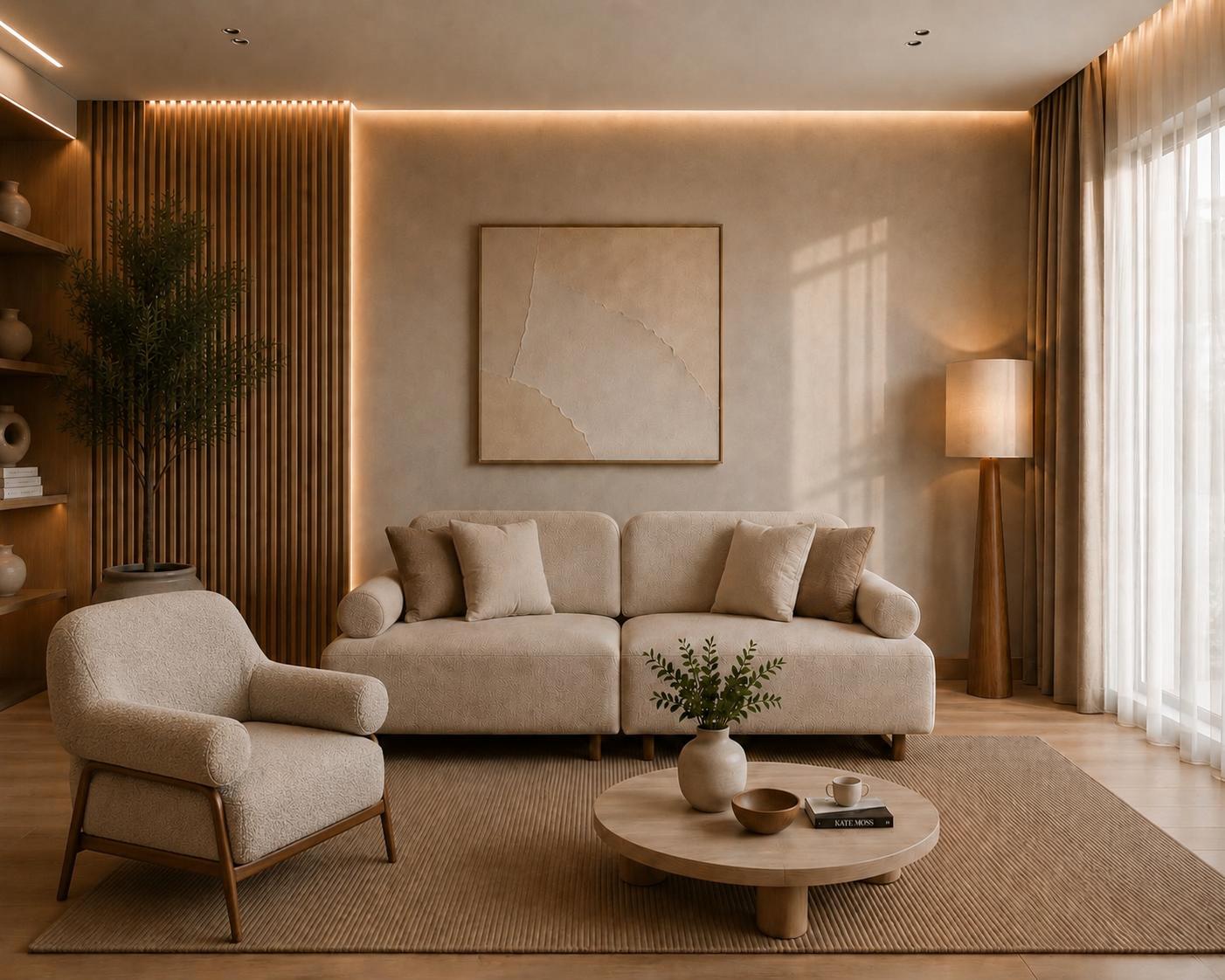 Modernes Wohnzimmer Set mit flexiblem 3-Sitzer und Sessel