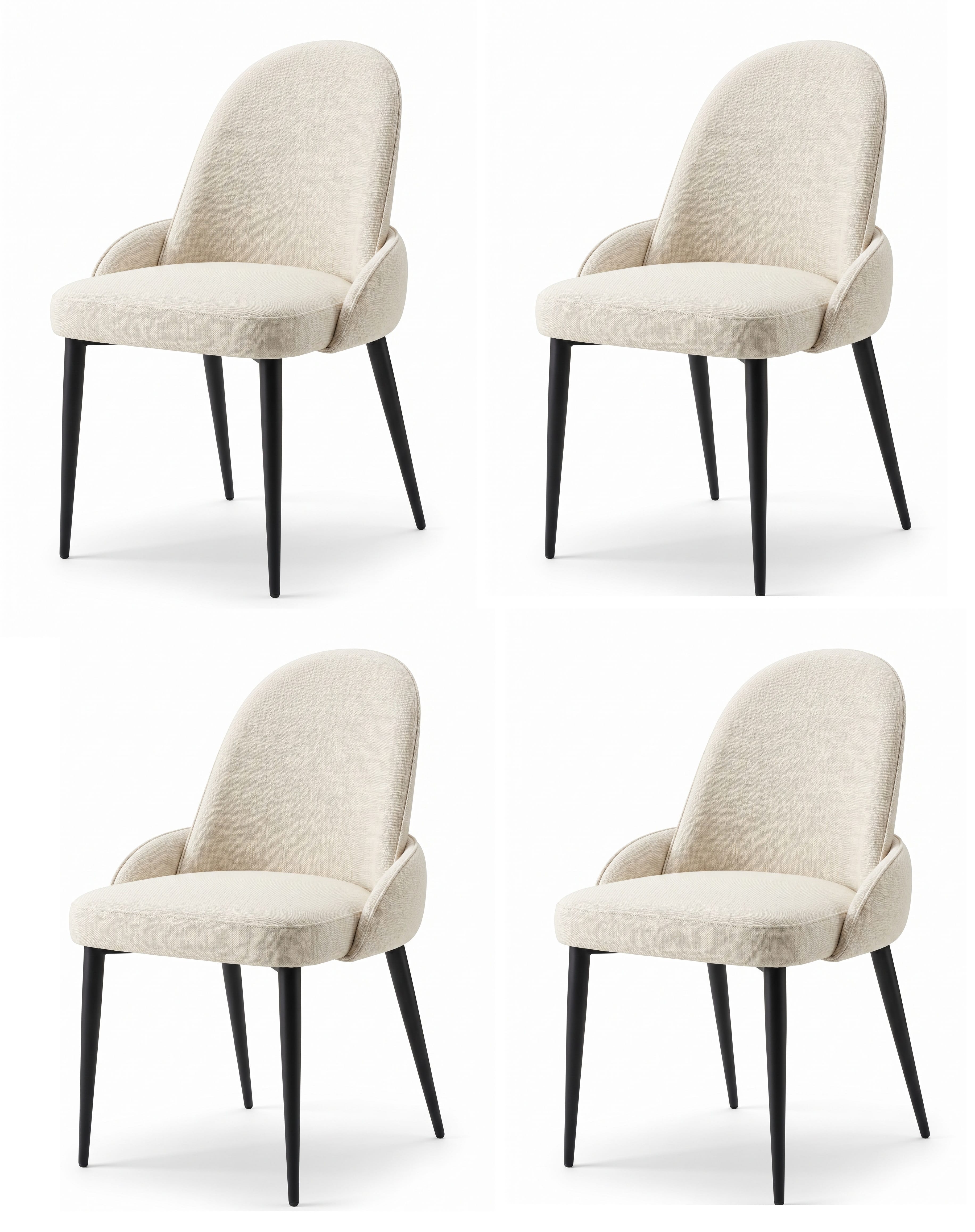 Gepflegter Esszimmerstühle 4x Set Beige Cremeweiße Minimalistic Luxury