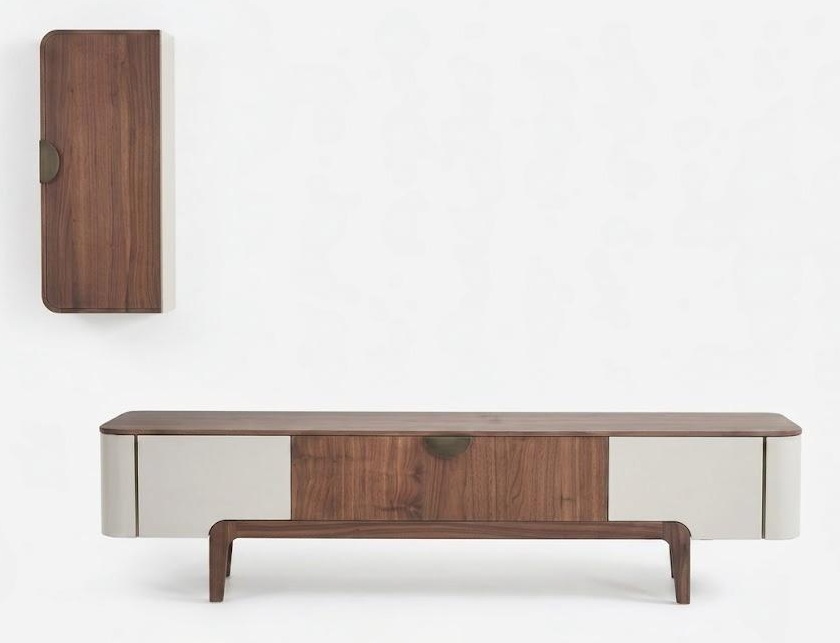 Hochwertige Designer TV-Wohnwand Exklusive Wohnzimmer Holzmöbel