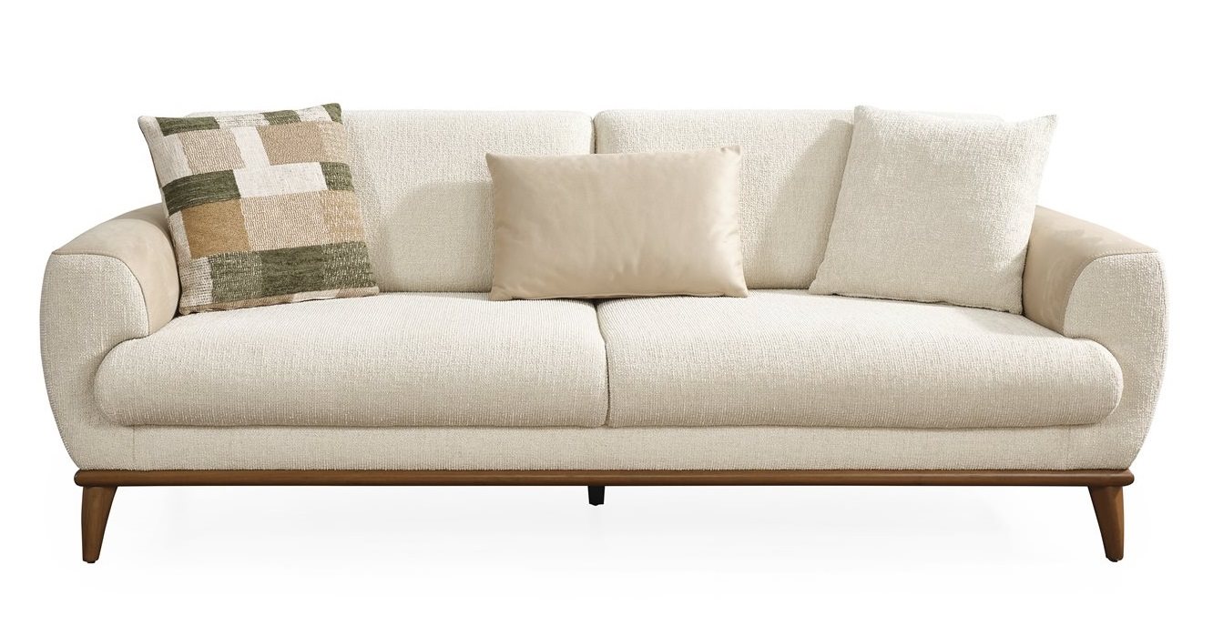 Sofa 3-Sitzer Moderner Stil Weiß Bequem Schick Polstergarn Luxuriöse