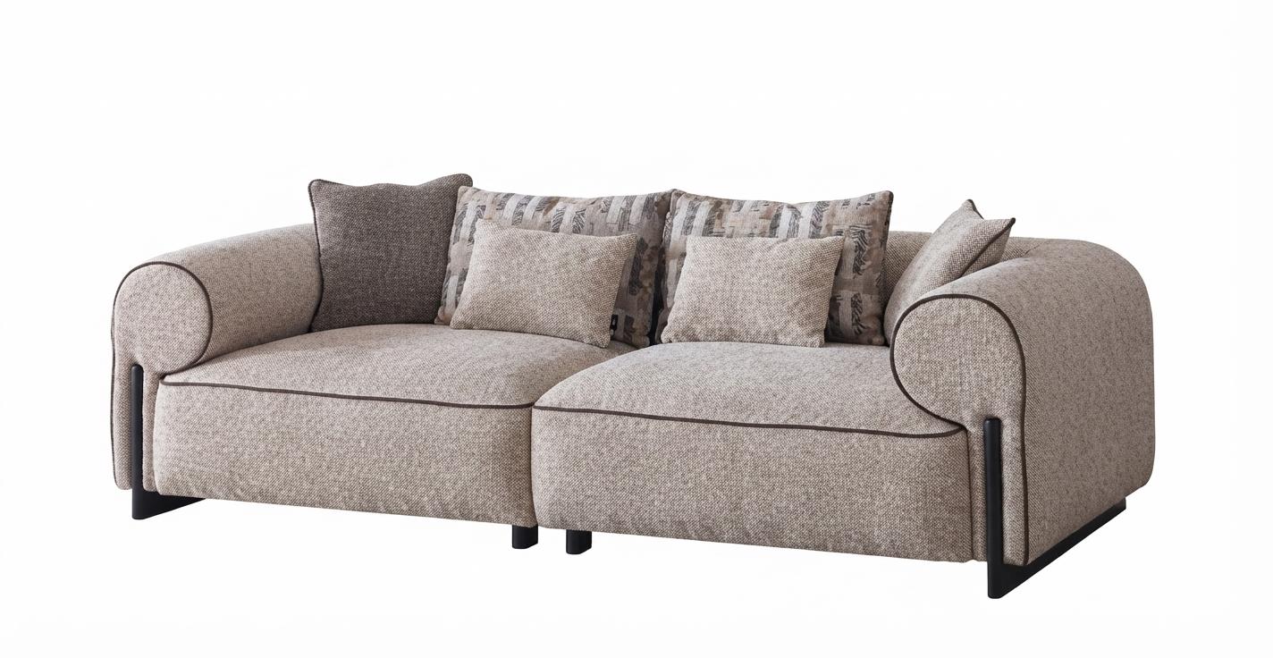 Modernes Beiges 3-Sitzer Sofa Wohnzimmer Couch Zeitgenössisch