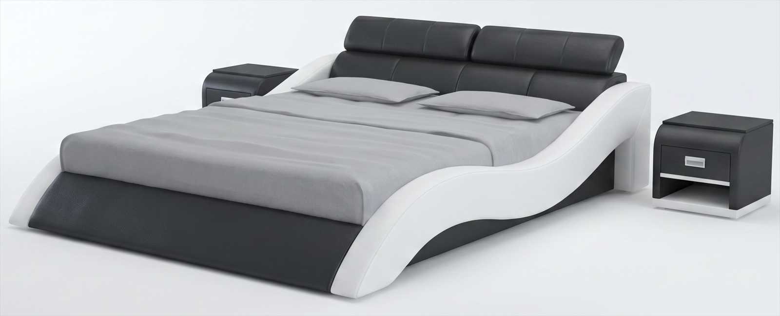 Premium Bett mit Nachttische Schwarz mit moderner Form und Luxus Atmosphäre