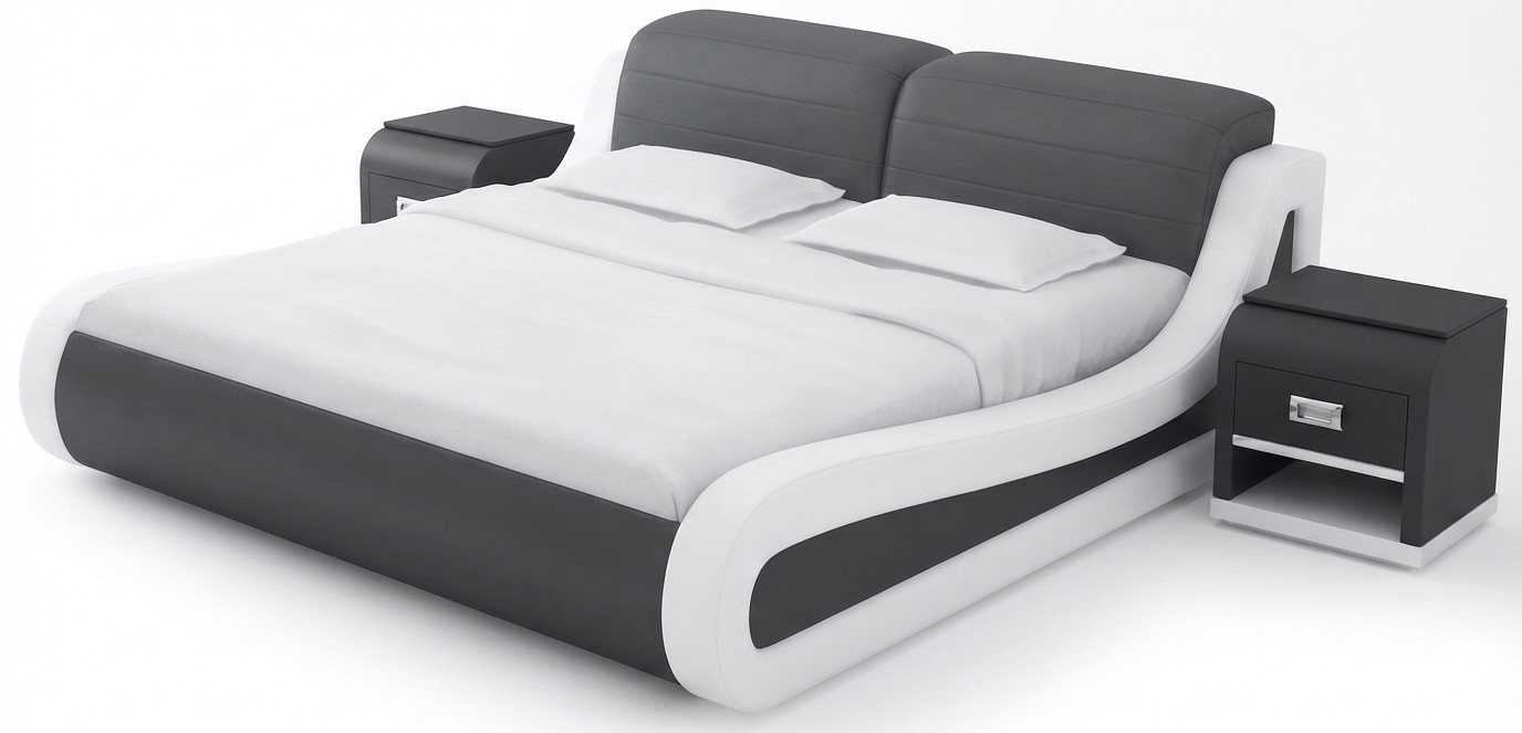 Schwarz Designerbett modern mit Nachttische und Premium Schlafkomfort