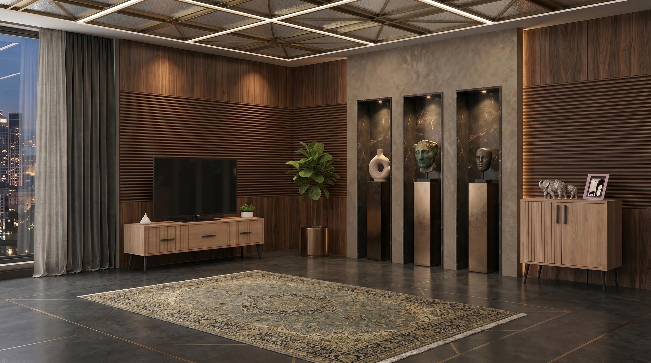 Braunes Wohnzimmer-Set Fernsehschrank  kleiner Schrank TV-Möbel Kommoden