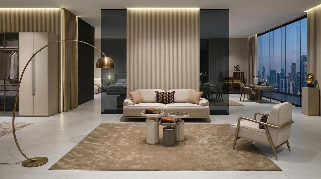 Wohnzimmer Set Sofa Sessel Beige Gold Polstermöbel Luxus Design