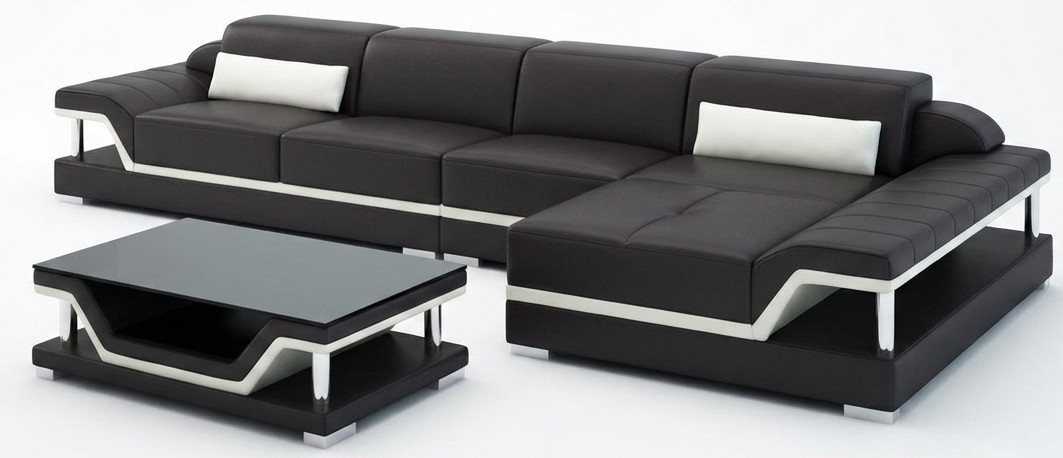 Designer Ecksofa Schwarz mit Chaiselongue und stilvoller Wohnzimmer Optik
