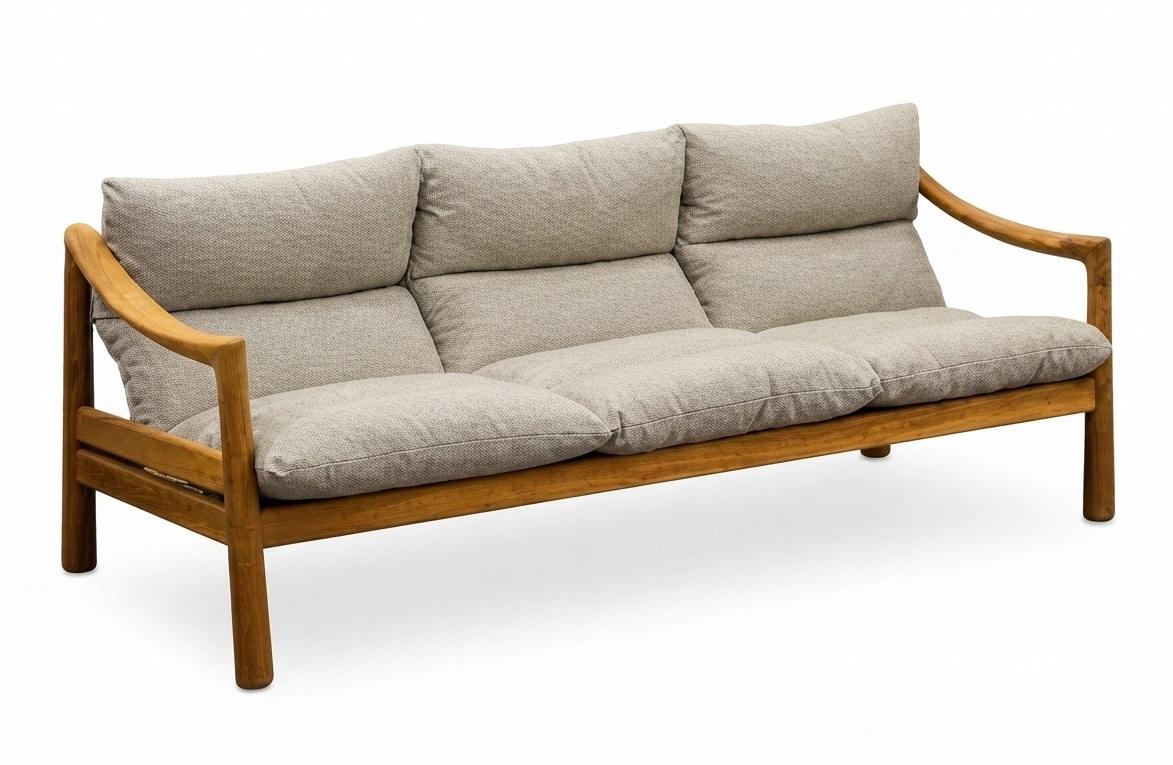 Elegantes Beiges Sofa 3-Sitzer Holzrahmen Modern Wohnzimmer Komfort