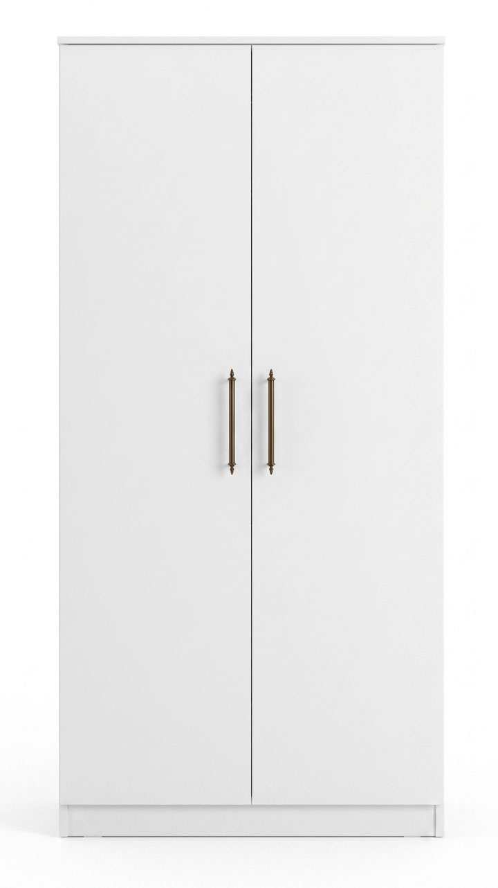 Weißer 2-türiger Kleiderschrank modern Holzschrank Schlafzimmermöbel