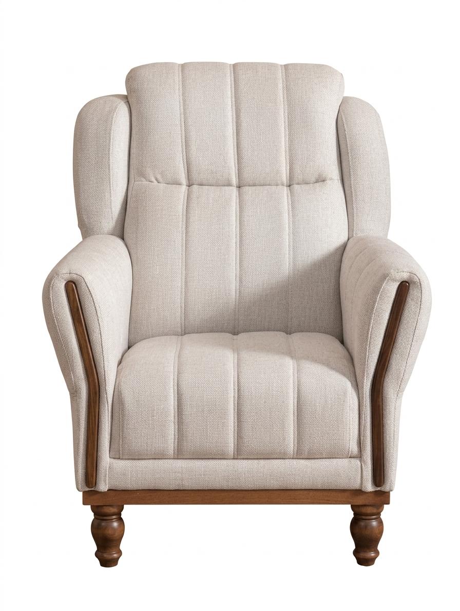 Beiger weicher Sessel Stoffsessel Designersessel Wohnzimmer Arbeitszimmer