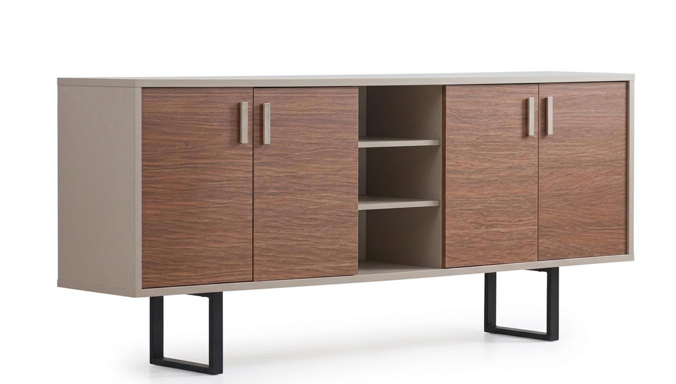 Stilvoller niedriger Schrank Brauner Holzschrank Arbeitszimmer modern