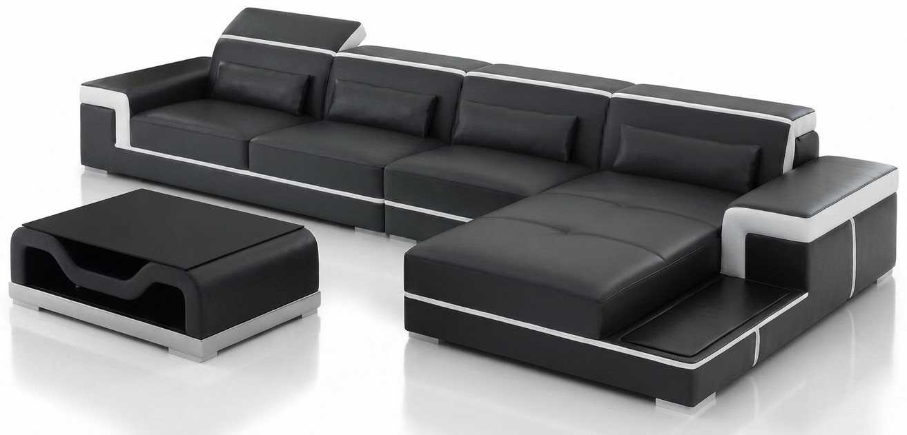 Moderne Wohnlandschaft Schwarz L Form Ecksofa Couch Premium Stil