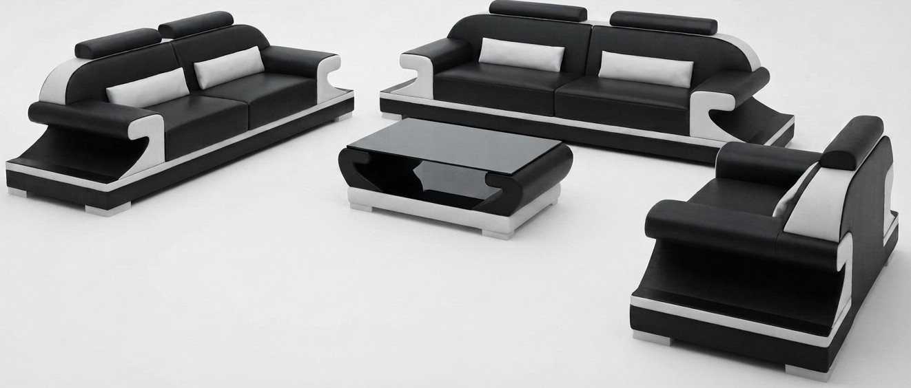 Moderne Wohnzimmer Garnitur Schwarz Sofa Set Premium Luxus Stil