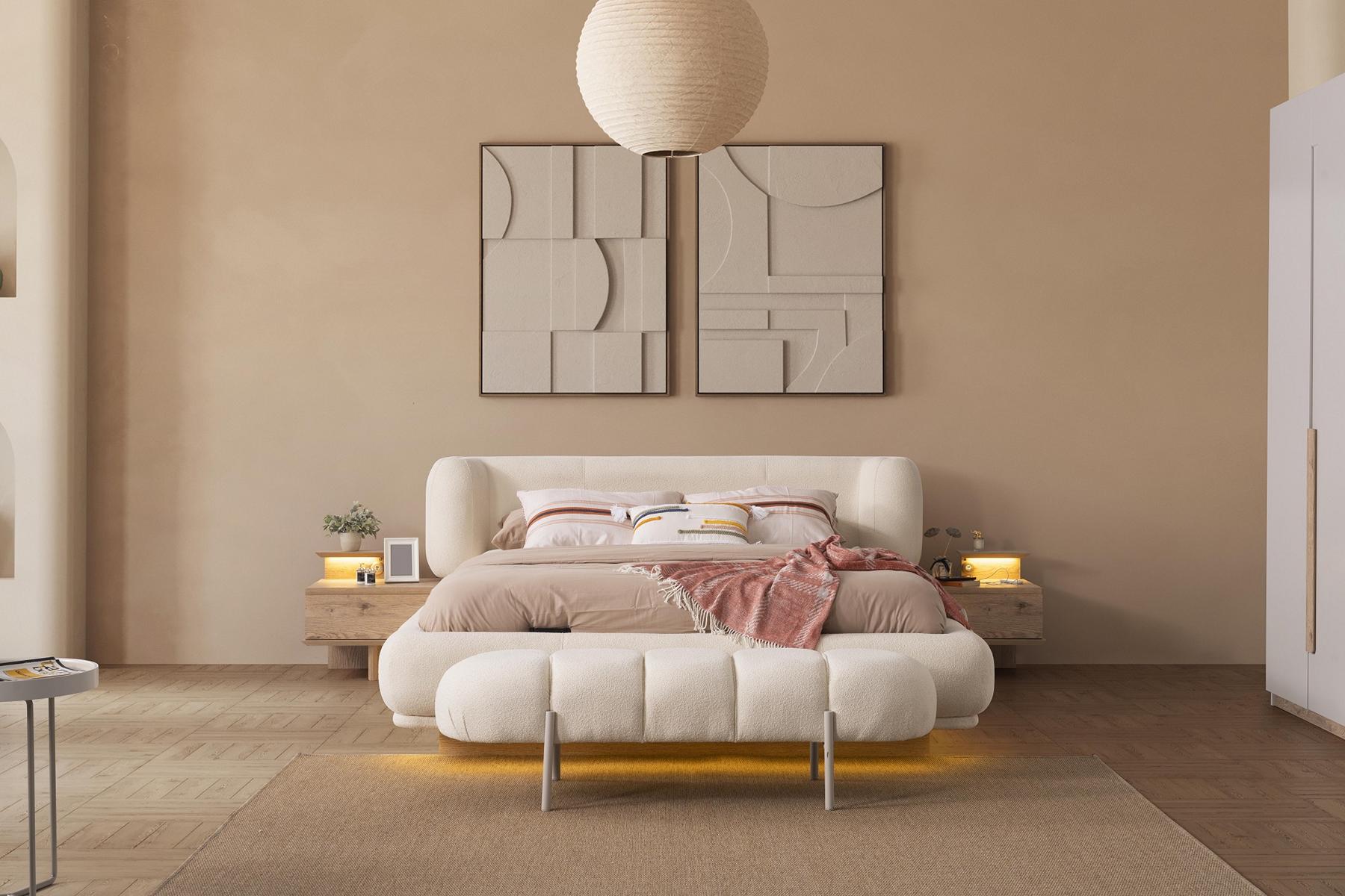 Schlafzimmer Set 2x Nachttische Bettgestell Bettkopfteil Bettbank Edel