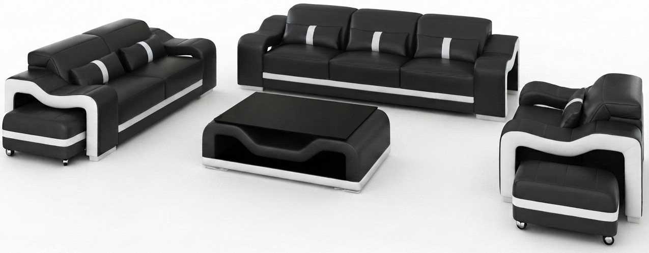 Luxus Schwarzes Sofa Set 3+2+1 Sitzer Wohnzimmer Premium Design Couch