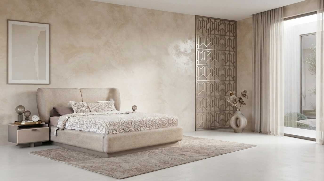 Bett Nachttisch 2tlg Set Doppelbett Beige Modern Elegant Edel