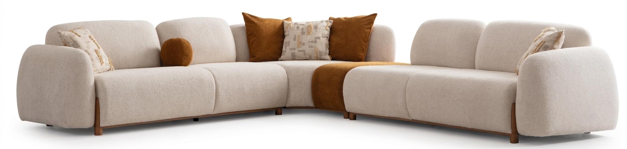 Ecksofa Modern Beige Organisch Modular Bequem Gemütlich Schlicht