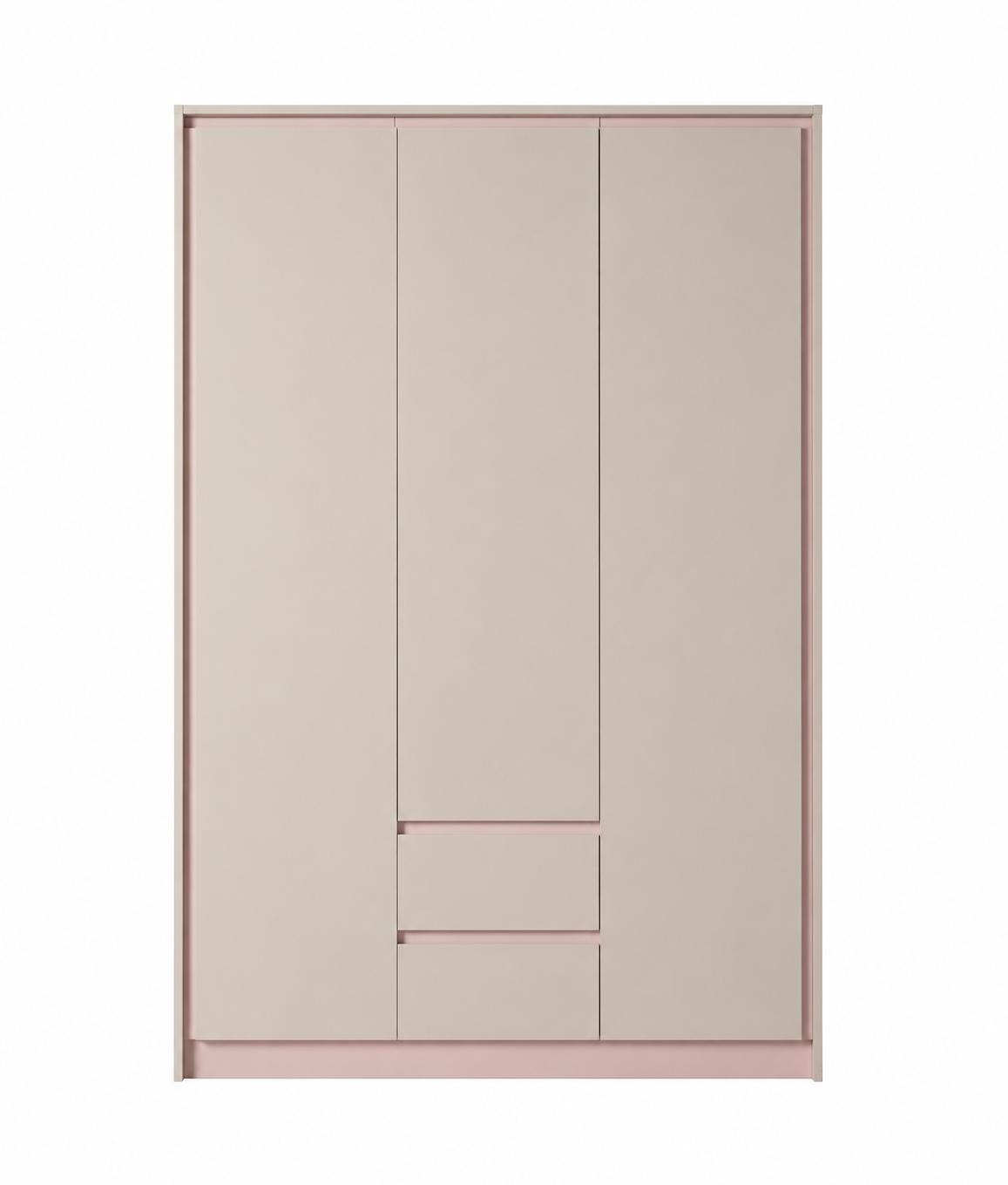 Beiger Kleiderschrank 3-türig Regale Holz Schlafzimmer Jugendzimmer modern