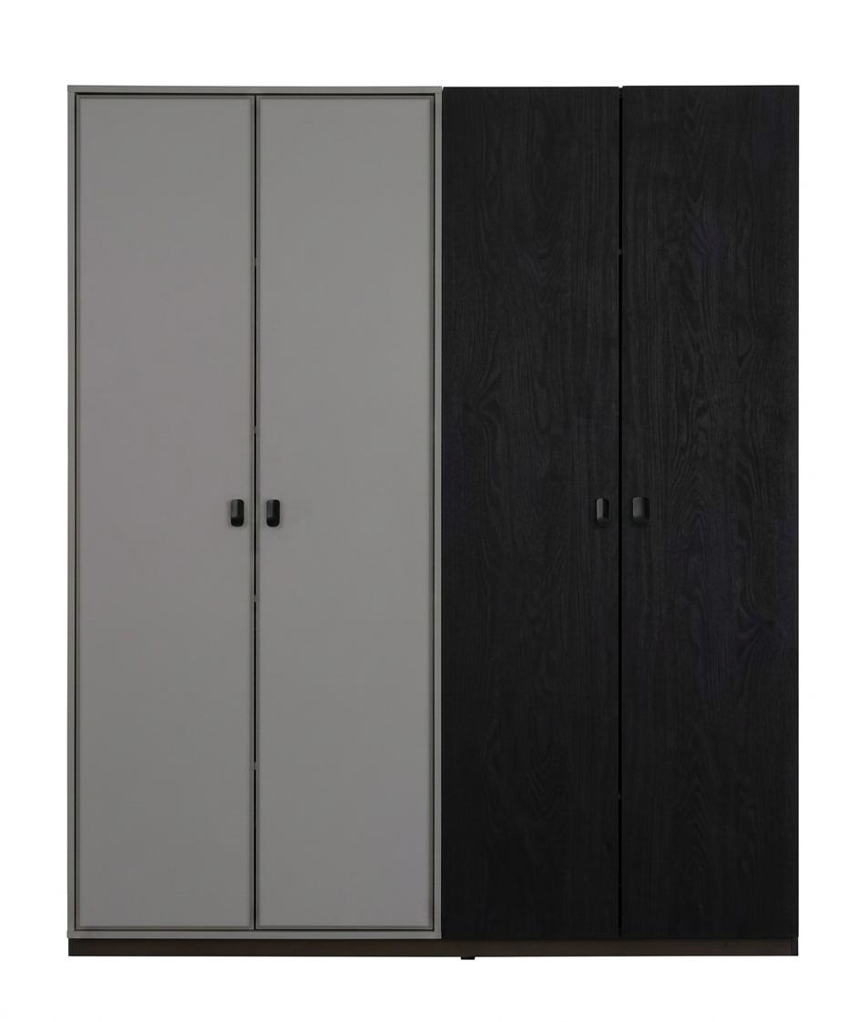 Schwarz-weißer Kleiderschrank Jugendschrank Holz Jugendzimmer modern