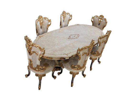 Komplett Set Esstisch + 6 Stühle Esszimmer Set Ess Gruppe Holz Tisch Tische 7tlg