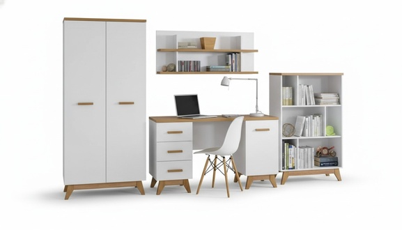 6tlg. Kinder Komplett Set Jugend Zimmer Bett Kommode Schrank Tisch Büro