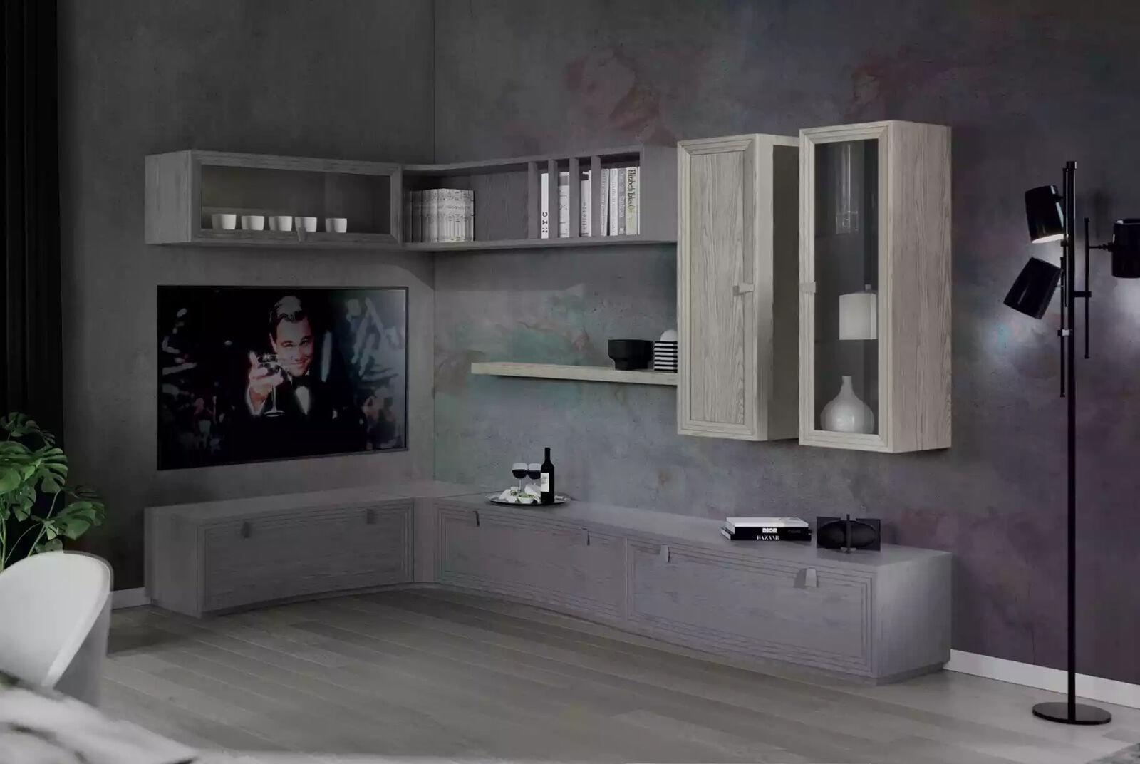 Wohnwand TV-Eckwand Wohnzimmer Set Wohnmöbel Modern Wohnzimmer