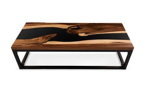 Exklusive Epoxid Harz Luxus Couchtisch Matt Schwarz Tische Holz Sofort