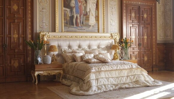 Chesterfield Bett Doppelbett Luxus Betten Poster Holz Italienische Möbel Neu