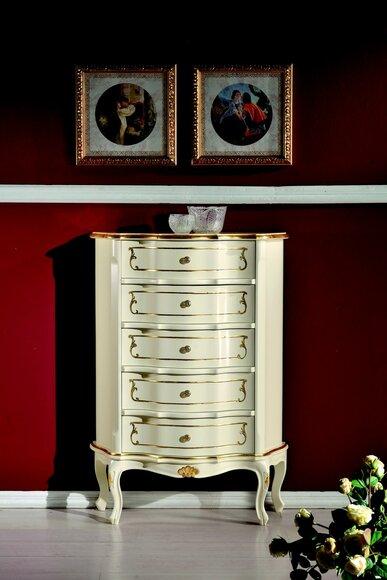 Italienische Möbel Luxus Stil Barock Weiß Schrank Kommode Designer Möbel Holz Neu