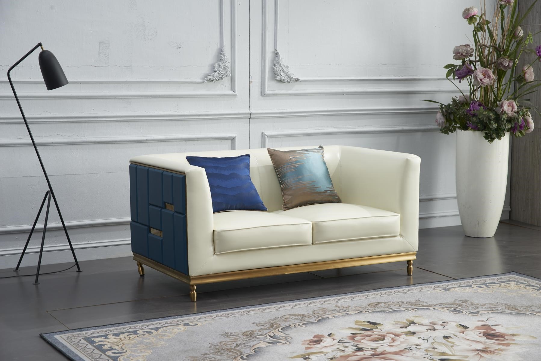 Sofa Couch Design Polster Modern Grau Kunstleder Sofas 2 Sitzer Zweisitzer Neu !