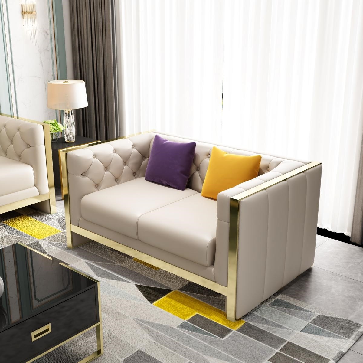 Sofa 2 Sitzer Ledersofa Couch Wohnlandschaft Garnitur Design Modern Zweisitzer !