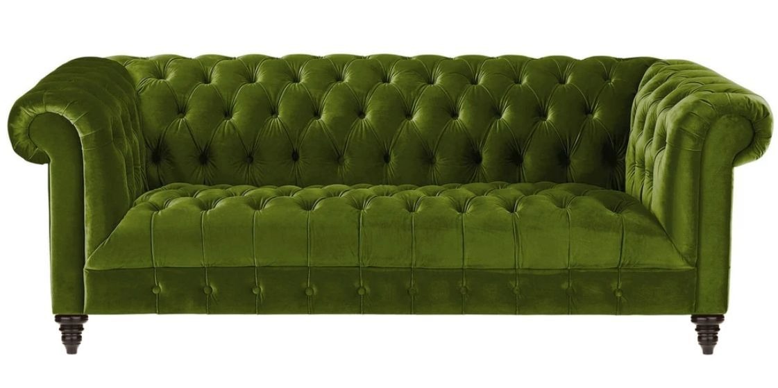 Grün Dreisitzer Stoff Chesterfield Design Couchen Polster Sofas Original Sofa