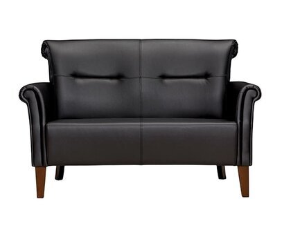 Sitzmöbel 2-Sitzer Sessel Schwarz Ledersofas Couch Büromöbel Sofas
