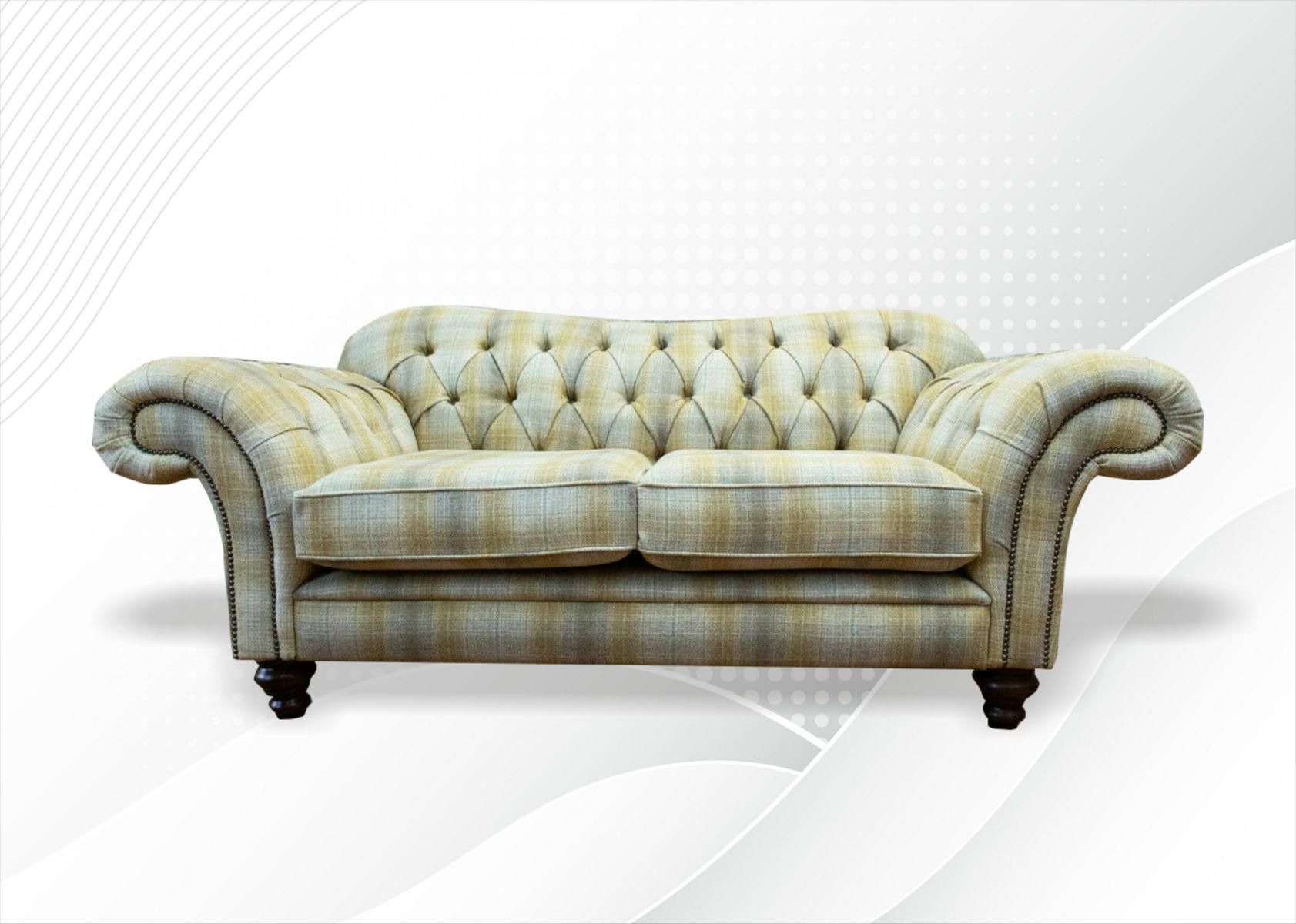 Caro Muster Polster Sitz Couch 3 Sitzer Garnitur Sofa Sofas Couchen Chesterfield