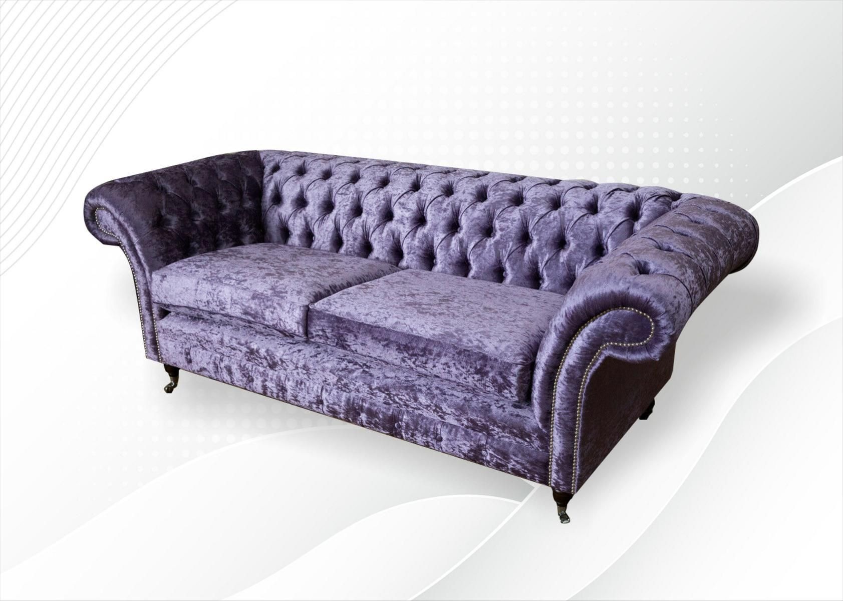 Lila Polster Sitz Couch 3 Sitzer Garnitur Sofa Sofas Couchen Samt Dreisitzer Neu