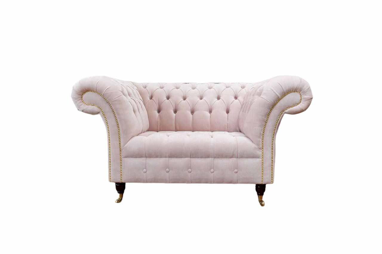 Sessel Polster Sofa Textil Chesterfield Couchen 1 Sitzer Einsitzer Rosa