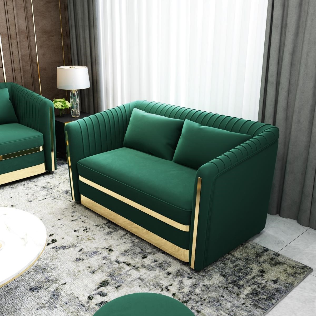 Grün Designer Sofa Couch Polster xxl 2 Sitzer Big Sofas Couchen Textil Leder Neu !