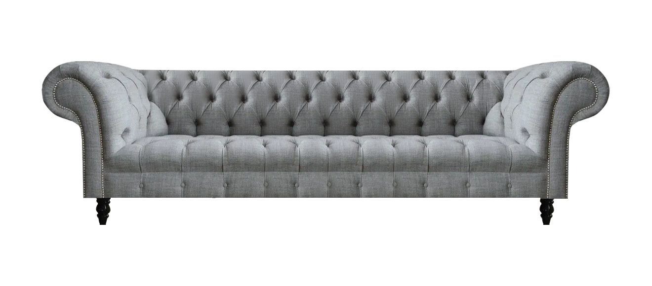 Chesterfield Sofa Viersitzer Couch Grau Möbel Wohnzimmer Luxuriöse Design