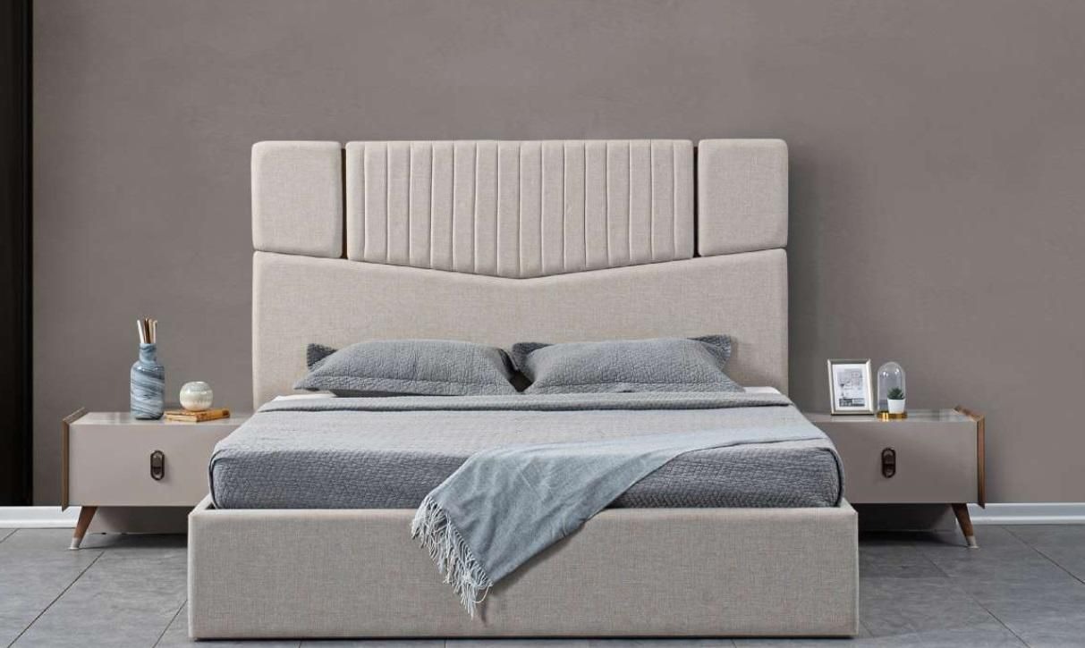Luxus Schlafzimmer Möbel 3tlg. Komplett Set Bett 2x Nachttische Design