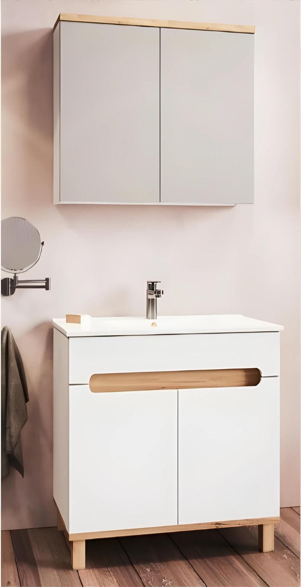 Badezimmer Möbel Bad Set Garnitur Wandschrank mit Spiegel Waschbecken Waschtisch