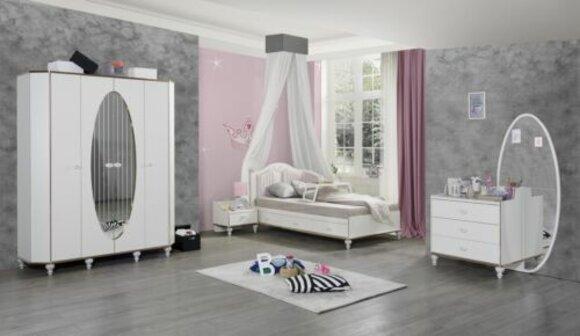 Bett Nachttisch Kommode 4 tlg. Schlafzimmer Set Design Modern Luxus