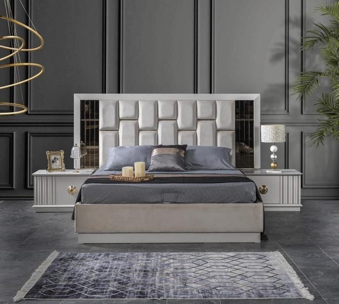 Schlafzimmer Set Bett mit 2x Nachttische Komplett luxus Einrichtung Moderne