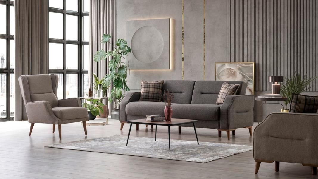 Komfortable Sofagarnitur 3+3+1 Sitze Stilvolles Design Wohnlandschaft Sitzgruppe