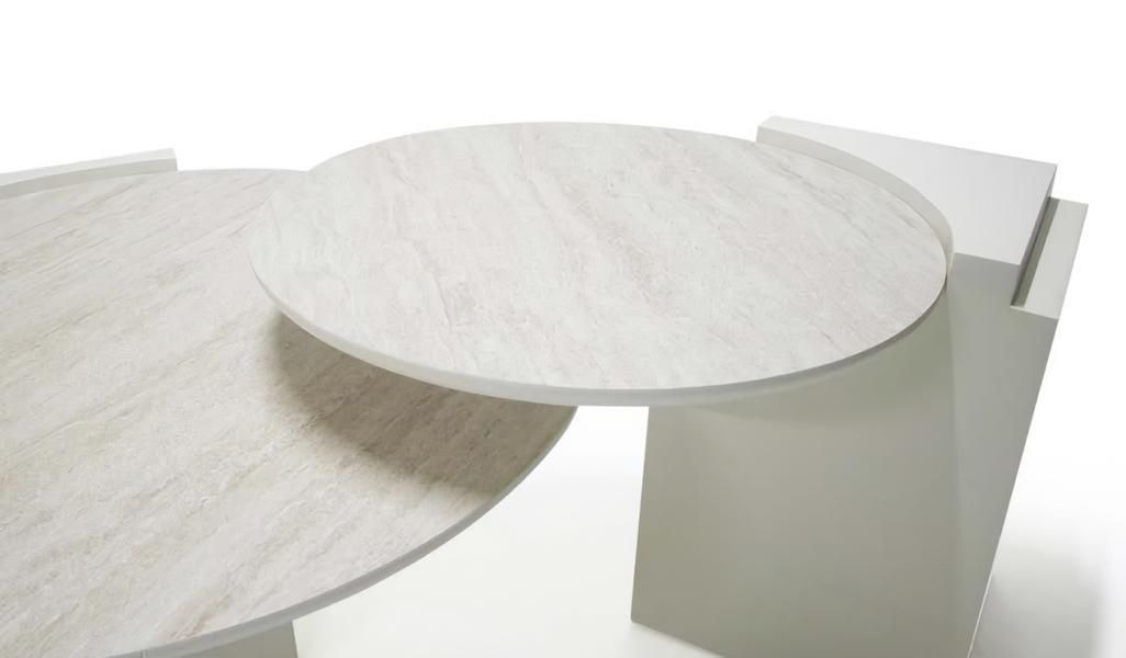 Moderner Luxus Couchtisch Doppel-Set 2x runde Design Tische fürs Wohnzimmer