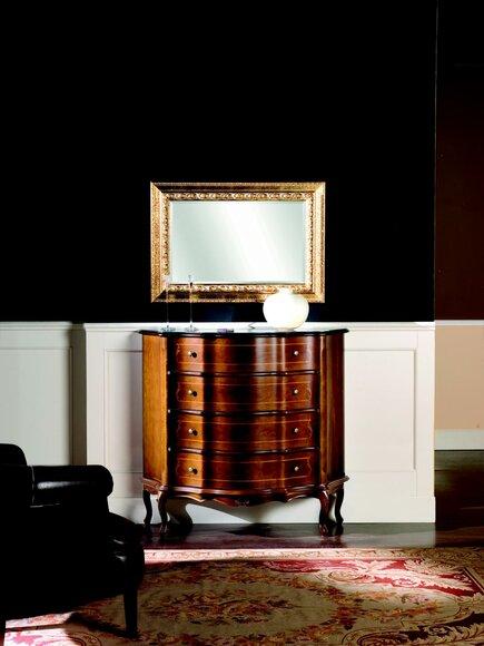 Kommode Holz Möbel Barock mit Spiegel 2tlg Garnitur Luxus Italienische Möbel Neu